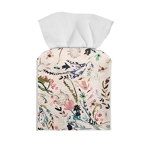 Eheartsgir Funda para caja de pañuelos con estampado floral vintage con correa inferior de piel sintética, organizador de papel facial, dispensador de papel para el hogar, oficina, coche, soporte para Eheartsgir Funda para caja de pañuelos con estampado floral vintage con correa inferior de piel sintética, organizador de papel facial, dispensador de papel para el hogar, oficina, coche, soporte para