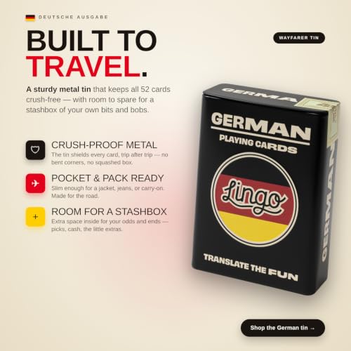 Naipes de poker Lingo en caja metálica premium miniatura 5