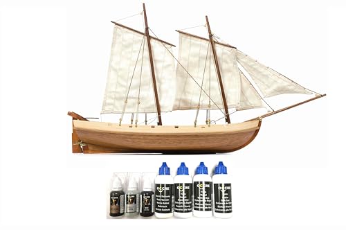 OcCre Bounty Boat - 1/24 Scale Wooden Launch Ship Construction Model Kit #52003 Adult Assembly Required, Beginner Level (Model with OcCre Premium Paint Set)
