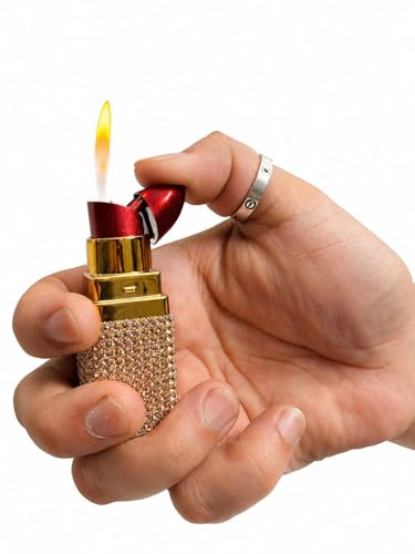 Image of Refillable Small Pocket Cigarette Lighter Metal Body Fuel Lighter Without Fuel Fill The Lighter with Oil Fuel for Outdoor Travel Utility Use (Lipstick Lighter)