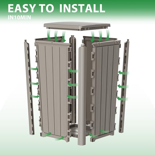 Image of 23 Gallon Outdoor Trash Can Waterproof Resin Garbage Can with Lid Outside Trash Bin for Porch Backyard, Deck, Patio, Kitchen Trash Can