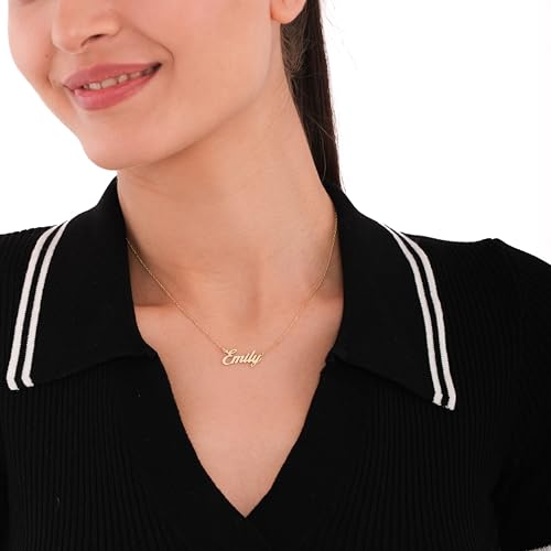 14K Solid Gold Custom Name Necklace For Women, Name Necklace Personalized, Nameplate Customized Pendant, Personalized Jewelry, 14K Solid Gold and Gold Plated Options Gift for Her4