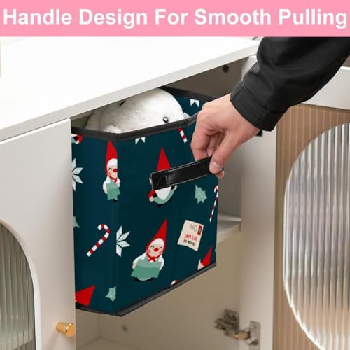 Boîte de rangement pliable motif Noël en tissu avec poignées - 7