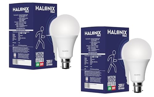 Image of Halonix 20W Motion Sensor Led bulb | Color-6500K White | Auto on- Auto Off light | Motion sensor Led light | Pack of 2 | Base-B22