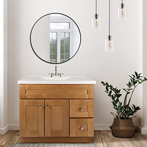 Image of Design House 598029 Brookings Shaker 2-Door 2-Drawer Bathroom Vanity with Cultured Marble 4 inch Centerset Solid White Top, Unassembled, 37x22, Modern Birch