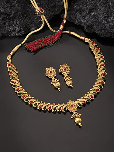 Image of Peora Gold Plated Bridal Jewellery Set with Kamarband Gift for Women Indian Traditional Ethnic Wedding