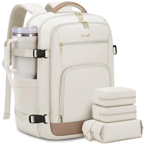 Image of LOVEVOOK 50L Large Travel Backpack for Women Flight Approved, Carry on Backpack for Airplanes, Personal Item Travel Bag, Waterproof 18 Inch Laptop Backpack, Business Weekender Overnight Daypack, 4Pcs