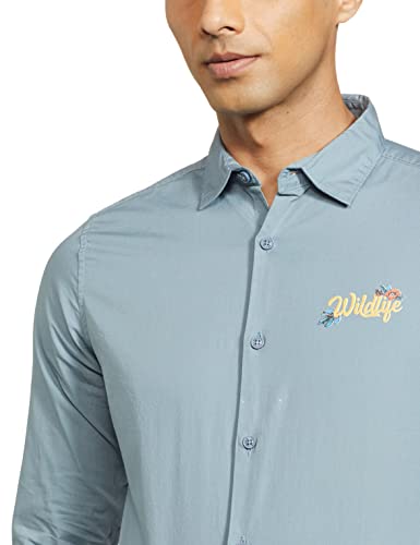 Image of KETCH Men Cotton Slim Fit Solid Full Sleeve Shirt