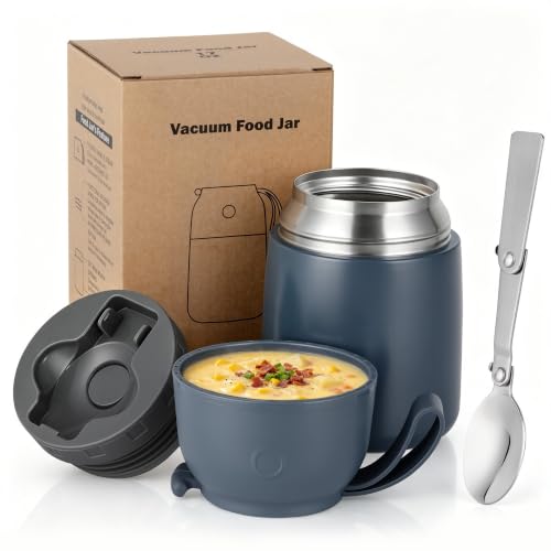 Image of Itslife Insulated Thermo Food Jar for Hot & Cold Food for Adult, 17 oz Soup Thermal Hot Food Containers for Lunch, Triple Layer Insulation Stainless Steel Food Jar with Spoon