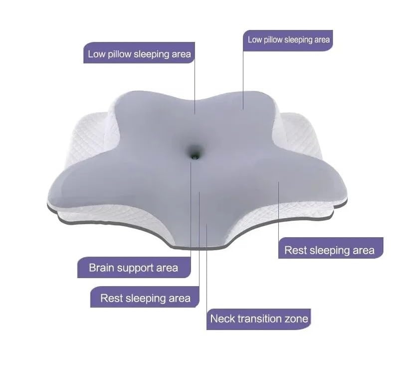 Long Memory Foam Pillow with Contoured Shape for Neck Support(Light Grey)