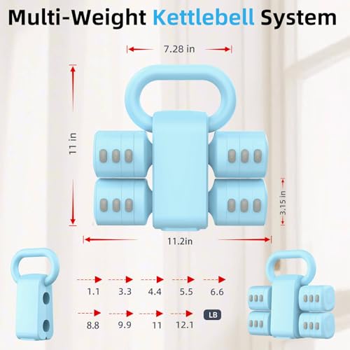 Image of 2-in-1 Adjustable Dumbbell Set, 4-Level Weights for Women | Convertible Dumbbell & Kettlebell, Adjustable 2.2-5.5lb Each, Quick-Change Button, Compact for Home Gym, Office & Outdoor