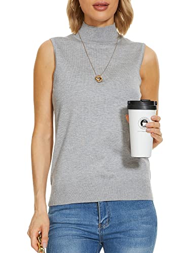 Image of INKOFF Sleeveless Mock Neck Turtleneck Knit Tops Women Dressy Casual Sweater Vest Business Work Tank