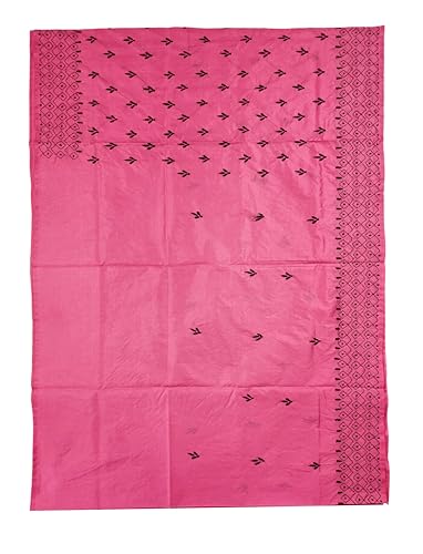 Image of SHRISTI CLOTHINGS Women's Hand Embroidered Cotton Silk Kantha Stitch Saree with Blouse Piece (SB430324 PINKD2)