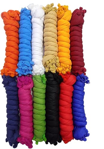 Image of Nakoda Creation Cotton Blend Solid Women Dupatta (POMPOM PACK OF 12(REGULAR COLORS))