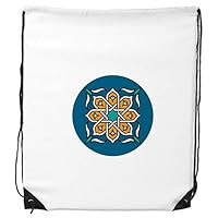 Morocco Style Abstract Flower Pattern Drawstring Backpack Shopping Sports Bags Gift