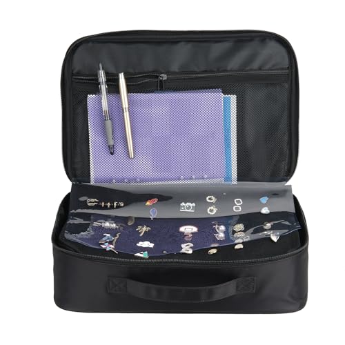 Image of Enamel Pin Display Storage Bag with Shoulder Strap, 12-Page Pro Pins Book to Carry, Display and Trade Your Collectible Pins, Medals, Brooches