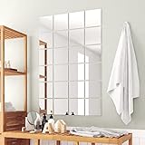 Mogou Lot de 24 miroirs muraux carrés en verre pour chambre à coucher, chambre à coucher, salle de sport