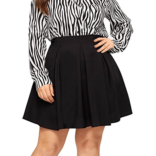 Image of Women's Plus Size Zip Back Solid A Line Flared Mini Skater Skirt