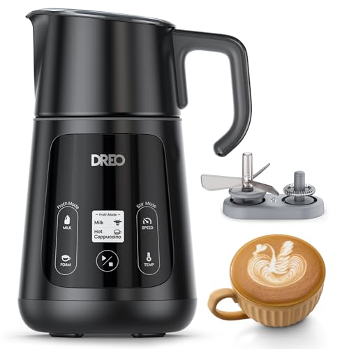 Image of DREO BaristaMaker Milk Frother, All-in-1, 27oz /800ml Hot /Cold Electric Foam Maker for Coffee, Latte Art-level Microfoam, Automatic Milk Warmer, Dairy /Plant-Based Milk, Dishwasher Safe, Black