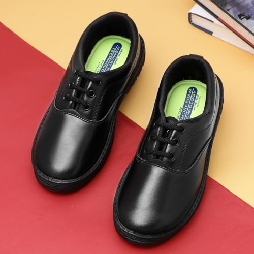 Image of DOCTOR EXTRA SOFT Unisex-Child Kids Boys Black & White Uniform School Shoes with Laces| Memory Foam Cushion & Anti-Bacterial Technology| Lightweight| Comfortable| Durable & Anti-Skid Lacing D-3002