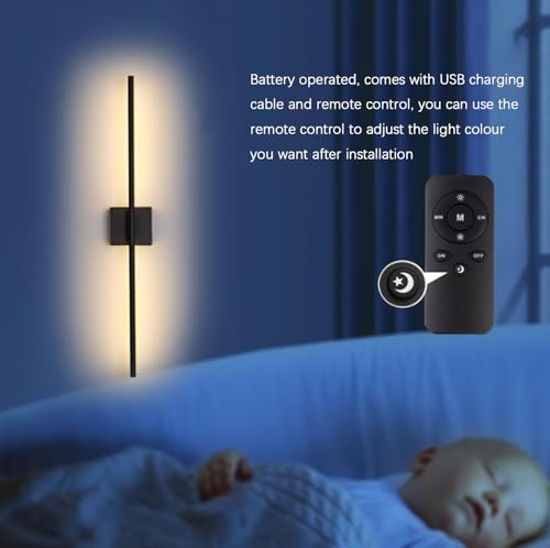 Aplique de pared batería regulable con mando para iluminación dorada en el salón 4