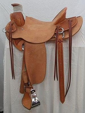 Western Horse Saddle Wade Tree A Fork Ranch Roping Work Handmade Tooled Carved Premium Leather Equestrian Trail Horse Saddle for Horse Riding Size: 10-18 inches Seat, OS276