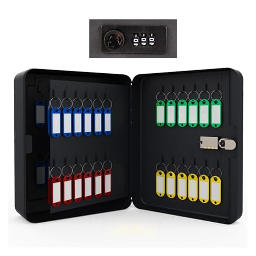 Caja segura para llaves con cerradura combinada, 48 llaves, para casa, oficina, hotel y tienda Fac Store, caja fuerte negra para múltiples llaves