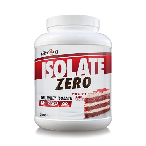 Per4m Isolate Zero Premium Whey Protein Powder | Superior Flavour Ultra Filtered + Amino Acids | Fast Absorbing Zero Sugar Gluten Free Shake for Lean Muscle & Recovery (2kg, Red Velvet Cake)