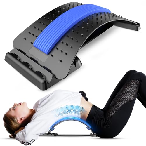 Back Stretcher for Lower Back Pain Relief, 4 Level Adjustable Lumbar Back Cracker Board, Back Cracking Device, Back Massager for Scoliosis, Spine Decompression and Lumbar Decompression(Black)