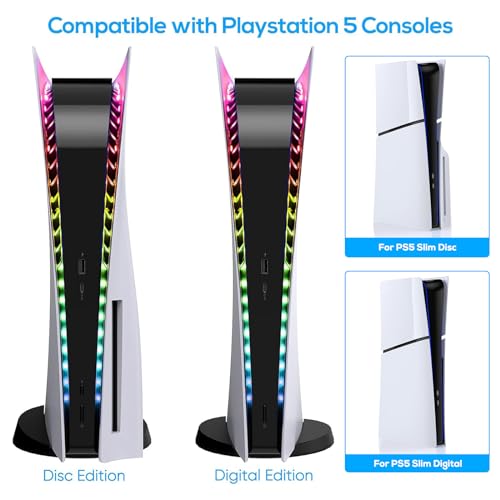 LED Light Strip for PS5/PS5 Pro/PS5 Slim, RGB LED Strip 7 Colors 358 Effects, Flexible Light Strip Sticker with IR Remote for PS5/PS5 Pro/PS5 Slim, LED Decoration Accessories for PlayStation 5 by Klipdasse - Image 2