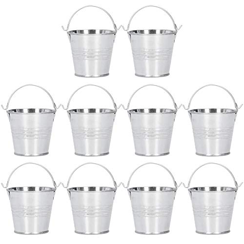 10PCS Flower Pot Mini Succulent Plant Pot Small Metal Bucket Indoor Outdoor Decor (4 * 5.5 * 6)