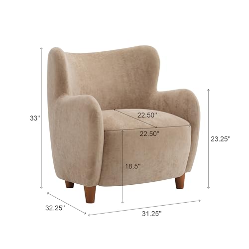 Sillón Wingback Terciopelo Camel miniatura 2
