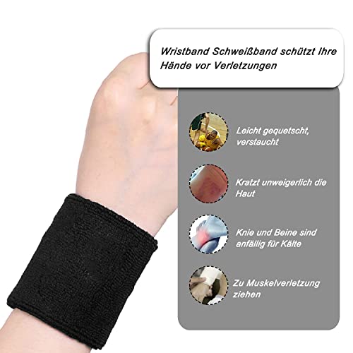 Schweißband, 6 Stück Sport Wristbands, Atmungsaktiv Schweissband Handgelenk, Schwarz, Weiß, Grau