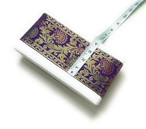 Image of Brocade Ethnic Work 9 Meter Laces and Borders Material for Dresses, Sarees, Lehenga, Suits, Blouses, Dupatta, chunri and Crafts (Voilet)