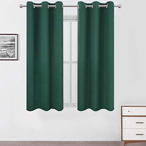 Image of LEMOMO Dark Green Bedroom Blackout Curtains /38 x 63 Inch Long /Set of 2 Curtain Panels /Thermal Insulated Room Darkening Curtains for Bedroom