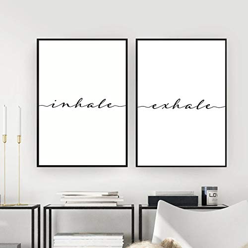 Impression Sur Toile Noir et Blanc Haute Définition Inspirer Exhale 50x70cm sans Cadre