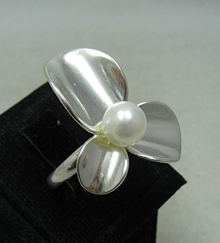 Sterling silber ring Blume mit 8mm perle 925 Empress jewellery Größe 46-69 R001144
