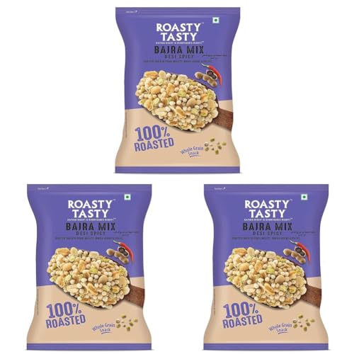 Image of Roasty Tasty Bajra Mix Desi Spicy | Healthy Snacks - Low Calorie, Low GI, Non Fried | Millet Namkeen- Made using Roasted Bajra | Cholesterol Free Diet Snacks - No Transfat | Chatpata Roasted Namkeen 200g