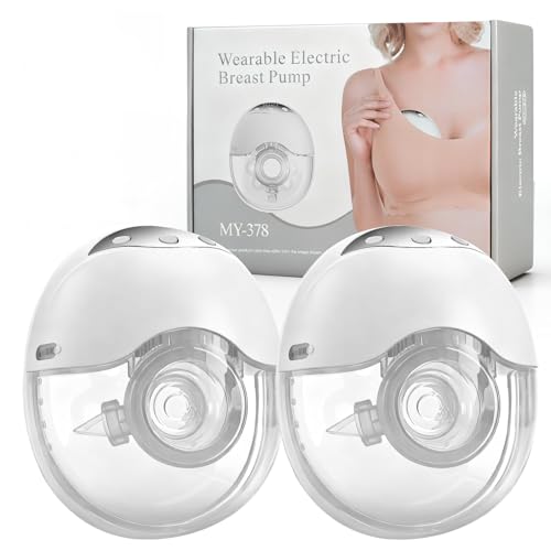 Image of LAMSUET Electric Hands-Free Breast Pump, Strong Suction Wearable Breast Pump with 4 Modes & 12 Levels (White, 2 Pack)