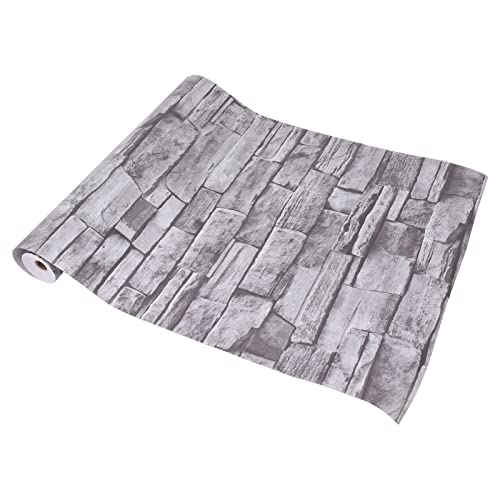 Wisecoco Papel de Pared Efecto Ladrillo Gris Claro, 45 x 1200 cm Papel Autoadhesivo Pared Baldosas Papel de Pared, Papel Tapiz de Ladrillo Vintage para Habitación Decoración de Pared de Fondo