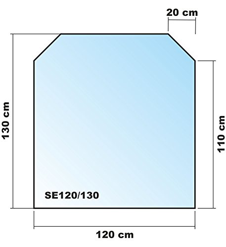 Funkenschutzplatte Sechseck 120x130cm Schwarz Glasplatte mit Dichtung