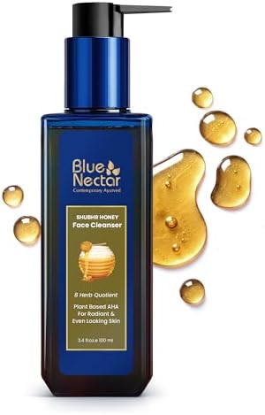 Blue Nectar Ayurvedic Honey and Aloevera Face Wash and Makeup Remover | Daily Facial Cleanser for Women and Men | All Skin Types (8 Herbs, 3.4 Fl Oz)