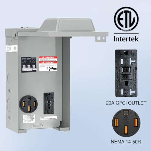 Image of Nilight 20 50 Amp RV Power Outlet Box with Breaker NEMA 14-50R GFCI Camper