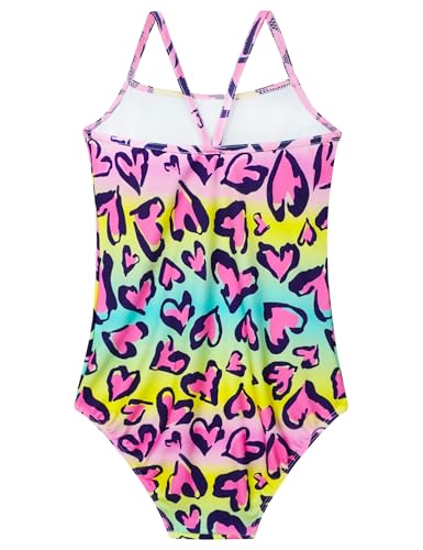 Image of Girls Bathing Suits Colorful Swimsuits with UPF 50 + Sun Protection Sleeveless Toddler Kids One Piece Swimwear