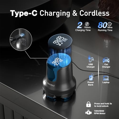 Afeitadora de cabeza para hombres calvos con maquinilla eléctrica recargable e impermeable 6