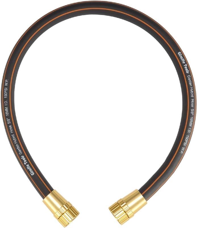 Giraffe Tools Leader Hose 2ft x 5/8 Short Water Hose Heavy Duty Lightweight Flexible Hybrid Hose Female to Female Fittings