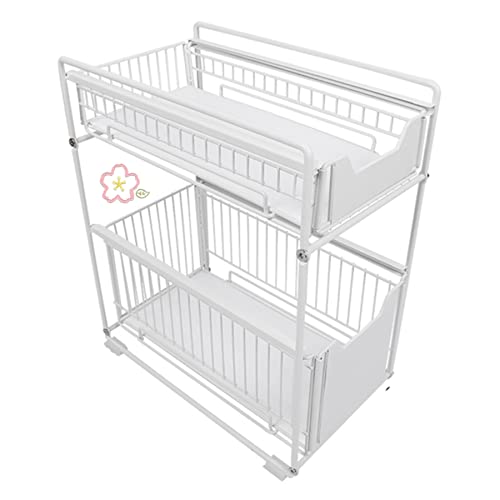 LANTUS Etagère de Rangement sous évier Rack de Stockage Extensible Organisateur Rangement de Cuisine Maison Gain de Place Meuble Etagère de 2 étages en Acier...