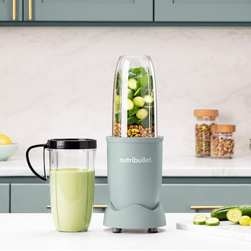 nutribullet Pro 900, Elektrischer Mixer, zerkleinerer, Smoothie Mixer, Multifunktionsmixer, 900w leistung, 900ml und 710ml Becher, Matt Jade, NB910MAJD – Bild 3