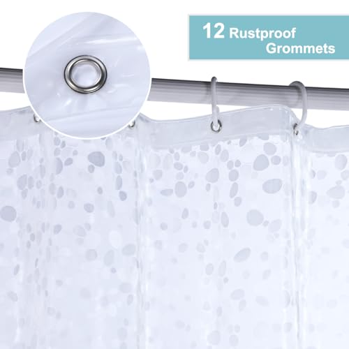 Image of Short Shower Curtain Liner 65 inch, Pebble Translucent EVA Bath Shower Liners, Heavy Duty, Cobblestone, 72 x 65 inch