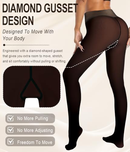 Image of MERYLURE Fleece Lined Tights Women Fake Translucent Warm Pantyhose